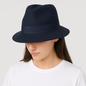 Hat Attack Velour Felt Fedora Black Women’s Classic Soft Wide Brim Hat
